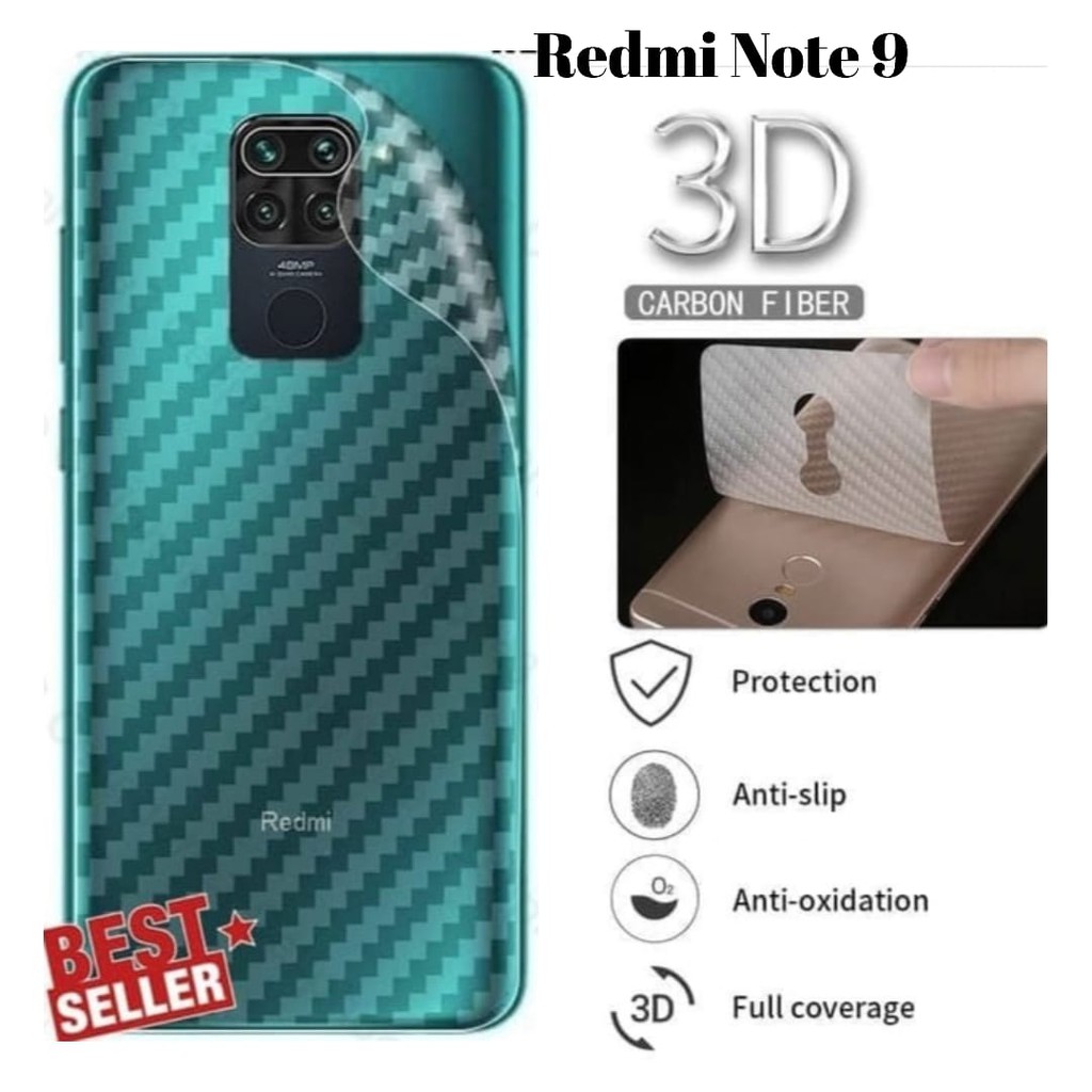 GARSKIN Sticker Carbon Redmi Note 9 / Redmi 9C Skin Carbon Transparan Fiber Protection Back Sticker Carbon