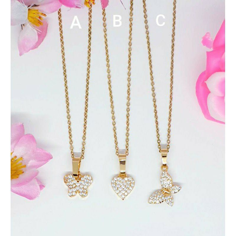 kalung titanium nori liontin buterfly love uk45Cm ♡HARUKA♡