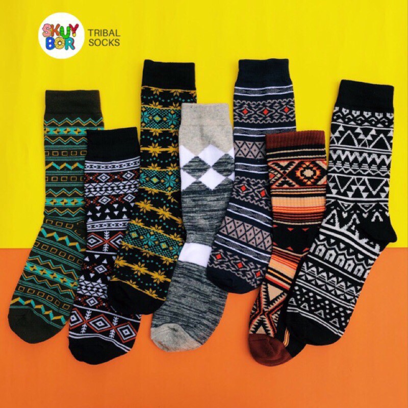 Skuybor pattern tribal  socks kaos  kaki  motif tribal  