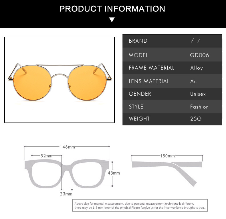 Kacamata Hitam Wanita Model Eropa + Amerika Retro Frame Bulat