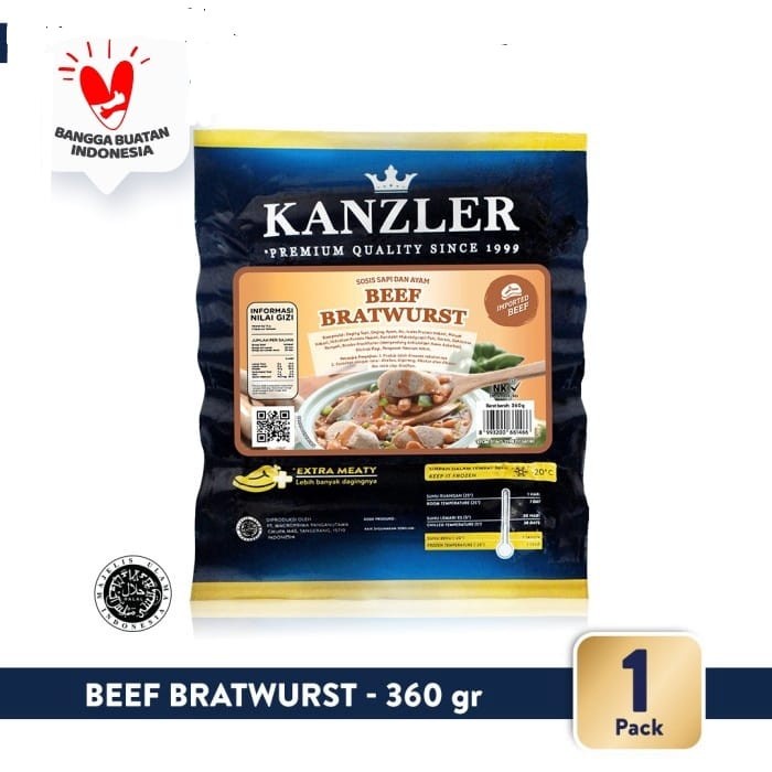 

BEEF BRATWURST KANZLER 360GR/5PCS SOSIS SAPI SAUSAGE HALAL