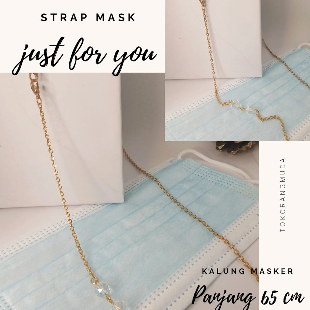 Kalung Masker Tali Masker - Strap Mask Rantai Gold Kristal Strap Masker Fashion Aksesoris Kekinian
