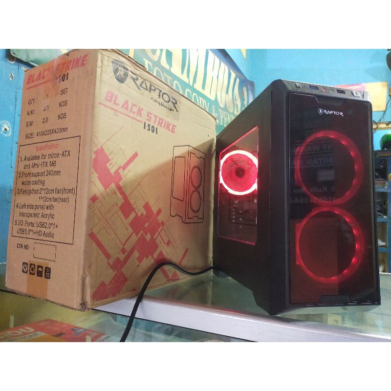 PC Core i3 Ram 4Gb SSD 120Gb Casing Transparan Led RGB