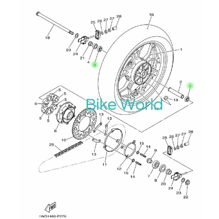 bearing roda belakang r25 6203 ( 2 pcs ) yamaha genuine parts