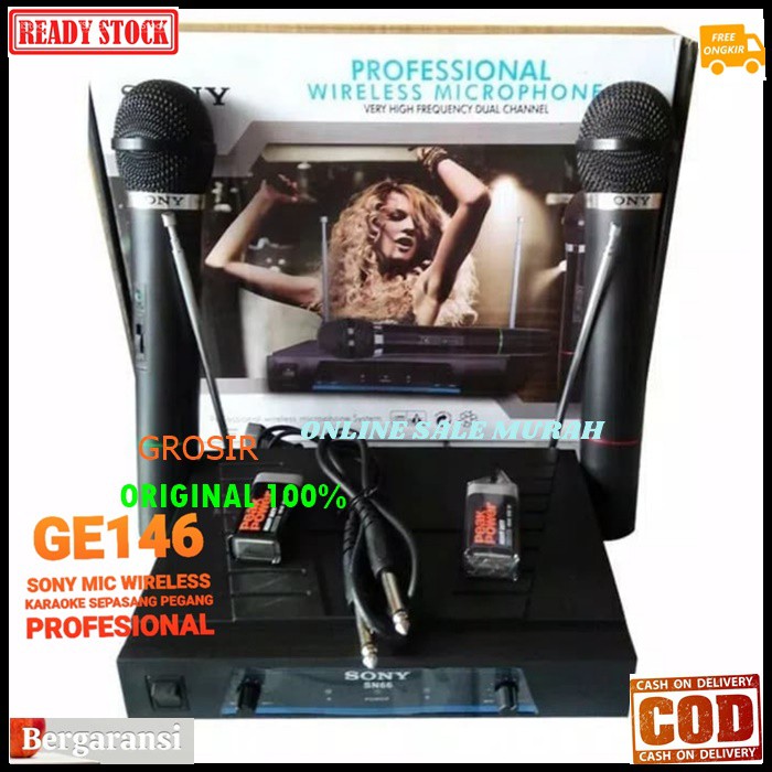 G146 Mic karaoke Wireless sepasang microphone wireles pro suara audio sound sistem vokal vocal mik profesional panggung dj studio   Sepasang  2 unit mic handle pegang jarak 20 - 30 meter  suara bagus, jernih dan empuk dan bersih cocok buat karaoke, pidato