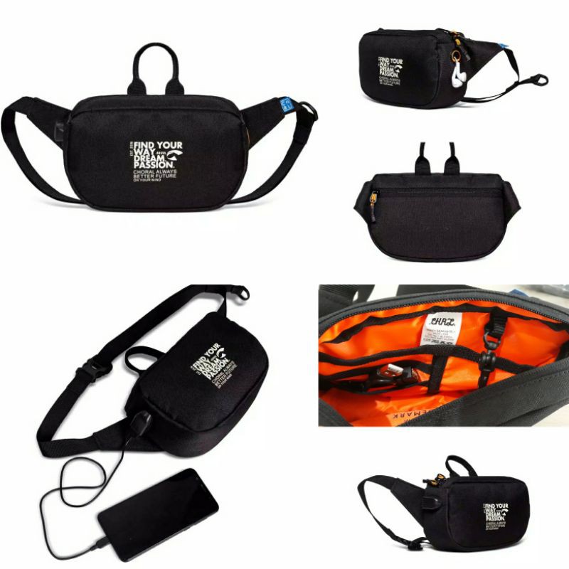waistbag Choral EXIE asli original / waistbag unisex CHORAL black / tas pinggang keren