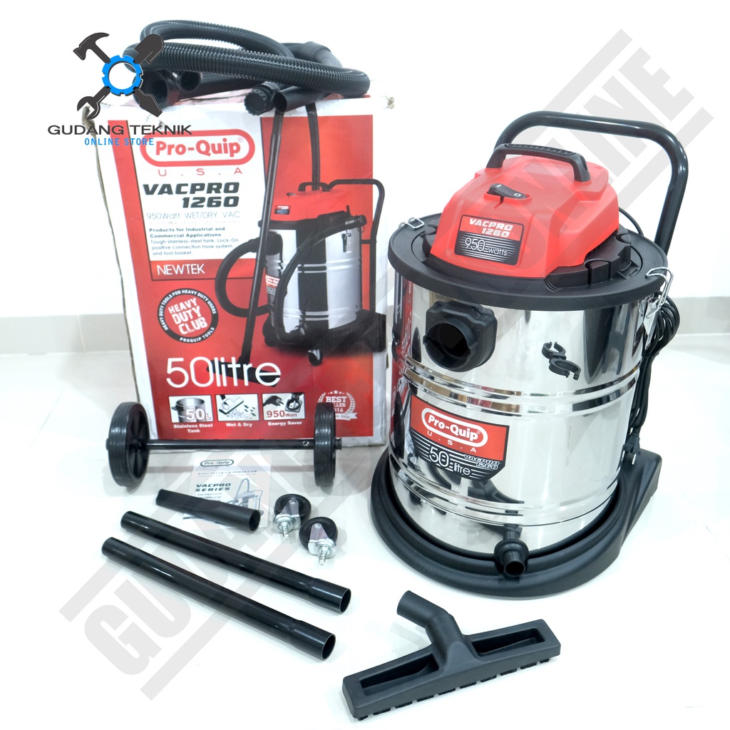 Vacuum Cleaner Wet &amp; Dry PROQUIP 50L 1260 / Mesin Penyedot Debu Basah &amp; Kering VAC PRO 1260