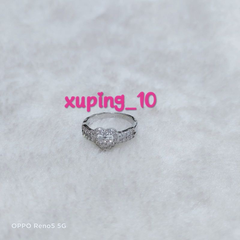 Cincin xuping wanita dewasa silver model love permata zirconia C06