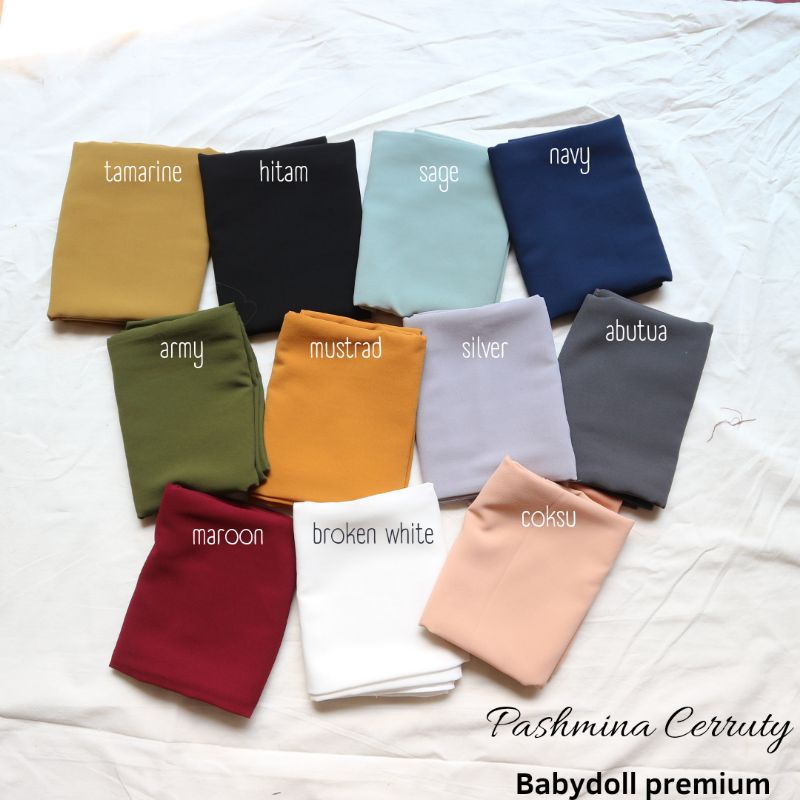 Pashmina ceruty babydoll PREMIUM  | 175x75 ceruti babydoll JAHIT TEPI