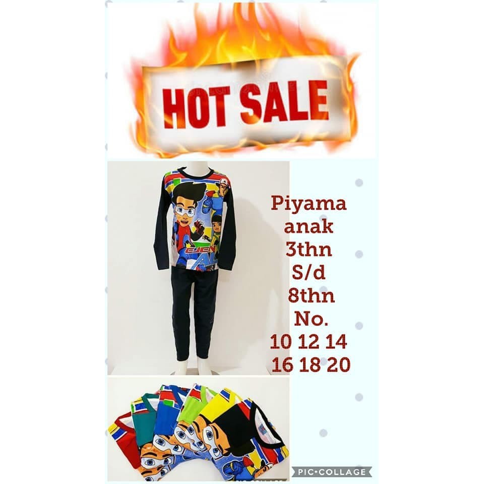 PROMO MURAH Piyama Ejen Ali - Baju Tidur Ejen Ali - Baju Tidur Anak - Piyama Anak .