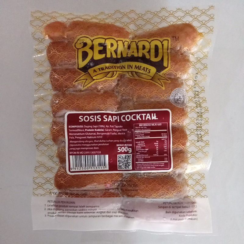 

BERNARDI SOSIS SAPI COCTAIL 500 GRAM-TASYA KITCHEN
