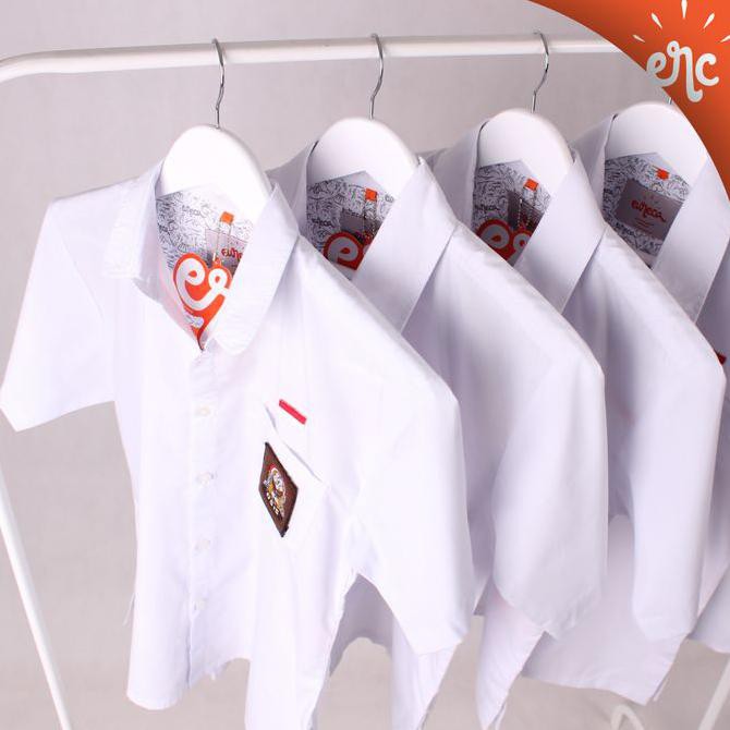 Kemeja Slimfit Seragam sekolah SMA pria - Putih, XS