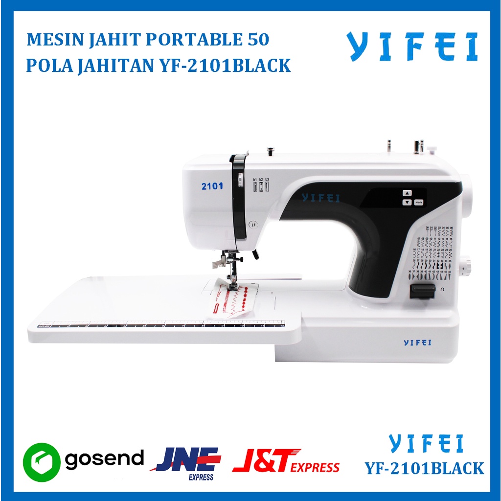 MESIN JAHIT PORTABLE 50 POLA JAHITAN YIFEI YF-2101BLACK WARNA HITAM