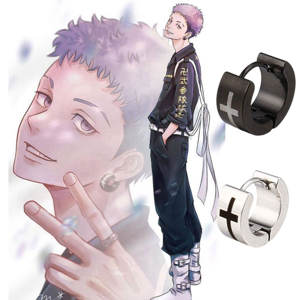 ROW Anime Tokyo Revengers Ring-shaped Necklace Cosplay Props Pendant Jewelry Takashi Mitsuya Gifts for Fans Cartoon Stud Earring Clip Earrings