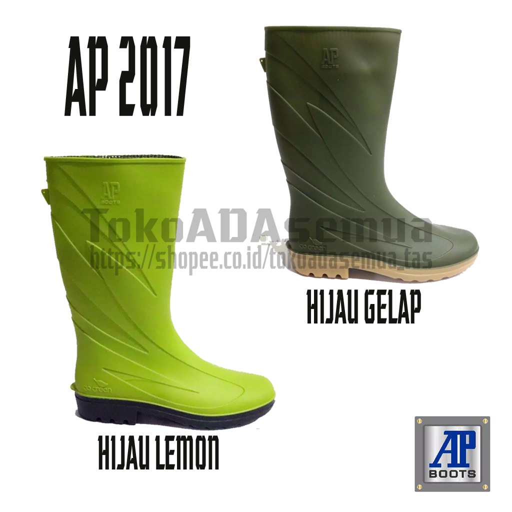 AP Boots 2017 Hijau Tua &amp; Hijau lemon - Sepatu Boot Kerja Karet Hijau Tinggi Boots Aman - AP BOOTS