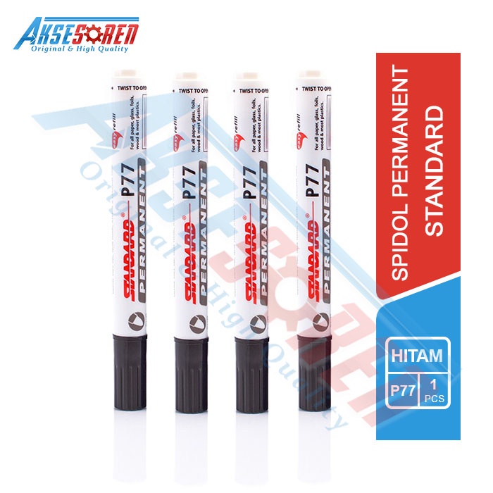 

Spidol Permanent Marker Standard [P77/1 Pcs] / Sepidol Standard / Spidol Hitam Penanda Permanen Berkualitas / Spidol P77 Tidak Bisa Di Hapus / Alat Tulis Sekolah / Peralatan Belajar