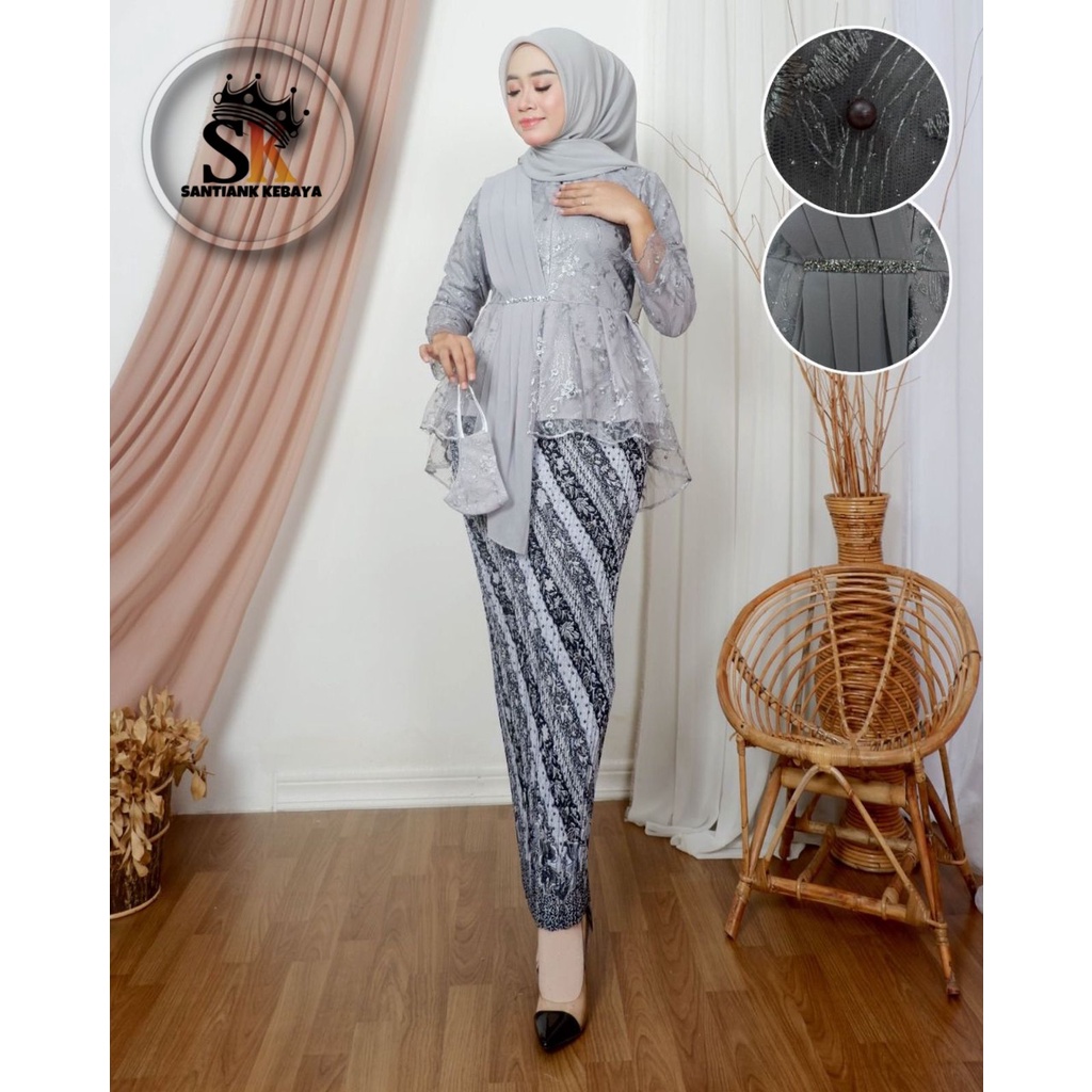 Set Kebaya Modern Baju Kondangan Kebaya Brokat Stelan Kebaya Wisuda Terbaru Kebaya Selendang By Santiank Kebaya