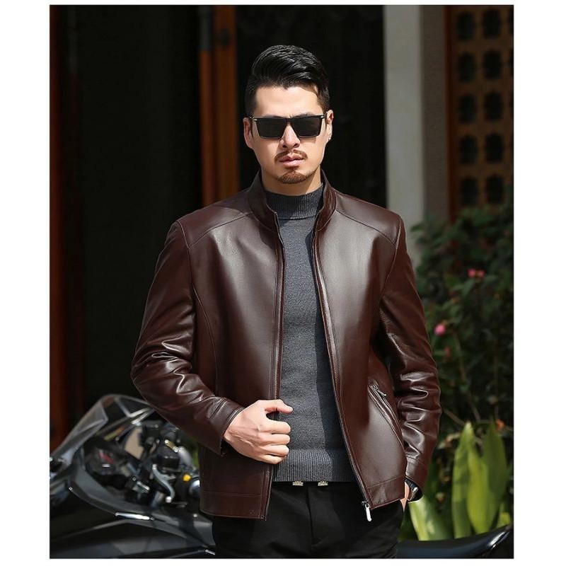 Jaket kulit asli pria original-jaket kulit cowok asli model terbaru warna coklat