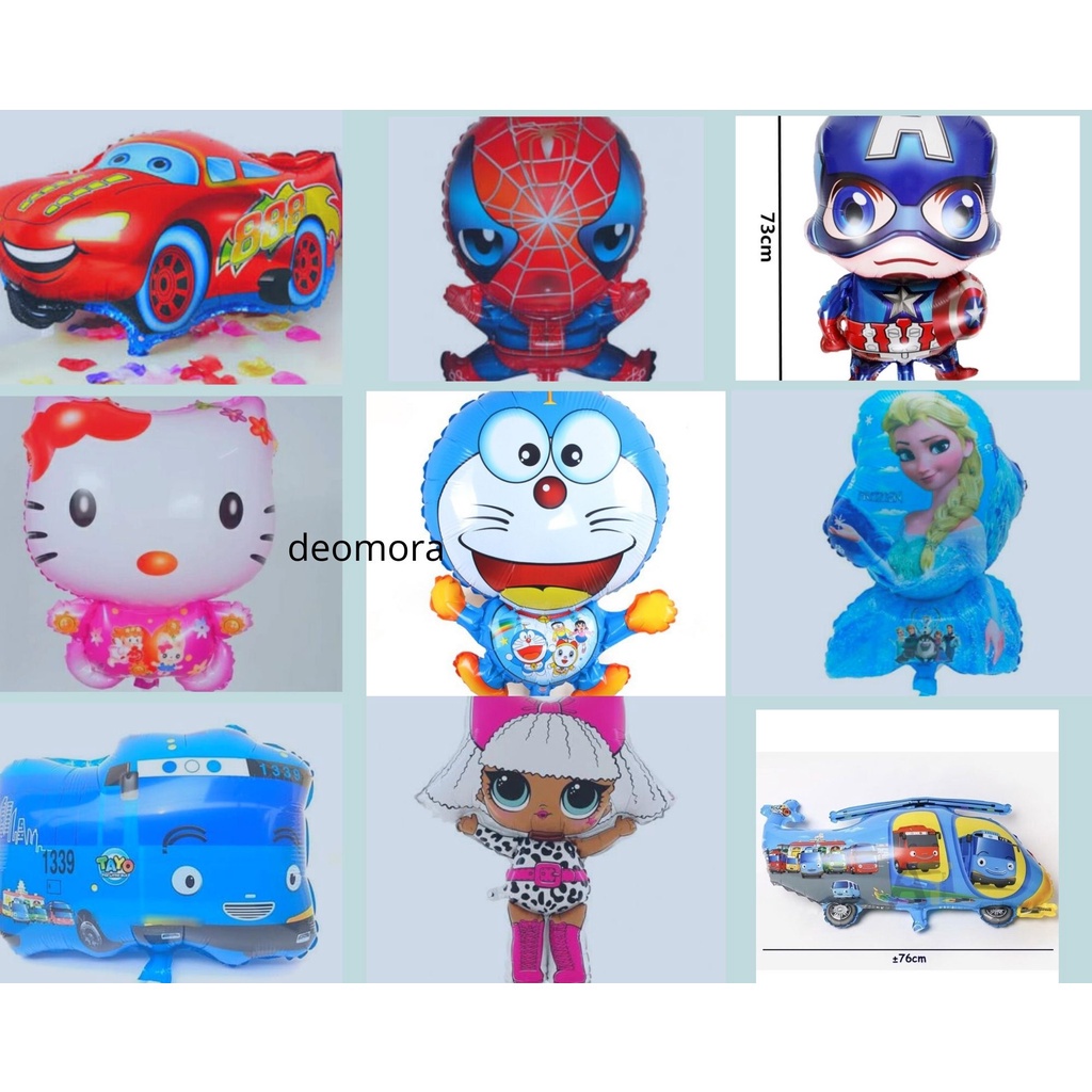 GROSIR 50 BIJI Balon Foil RANDOM CAMPUR MOBIL CARS SPIDERMAN ROBOT HELLO KITTY DORAEMON FROZEN termu