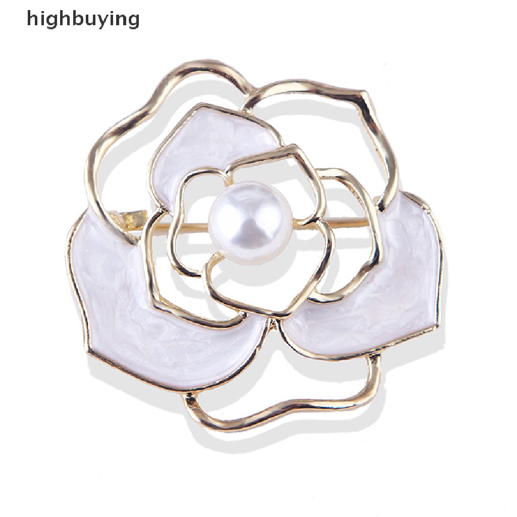 Hbid Bros Bunga Camellia hollow Aksen Mutiara Untuk Wanita