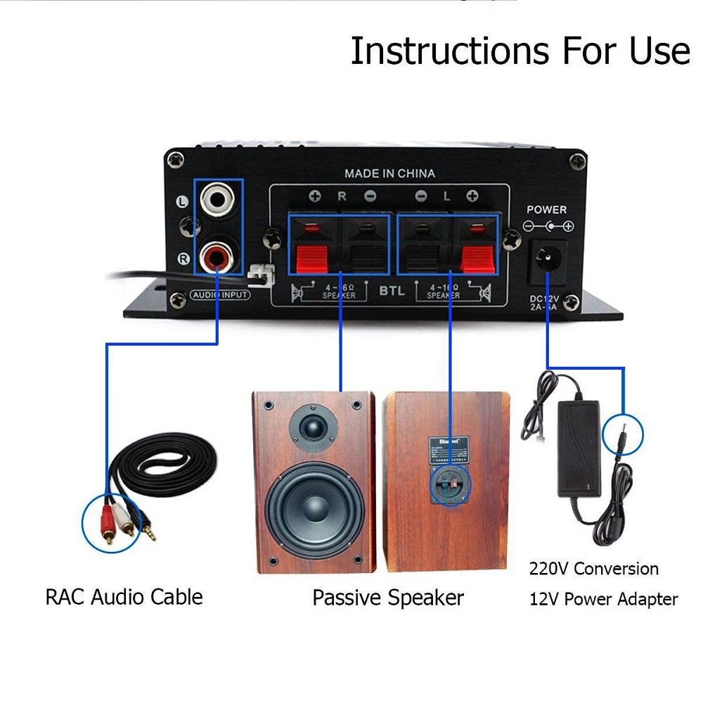 Leory Amplifier bluetooth Penguat Daya Audio Bluetooth Mobil Car Audio Power Amplifier 12V 40W - AK370