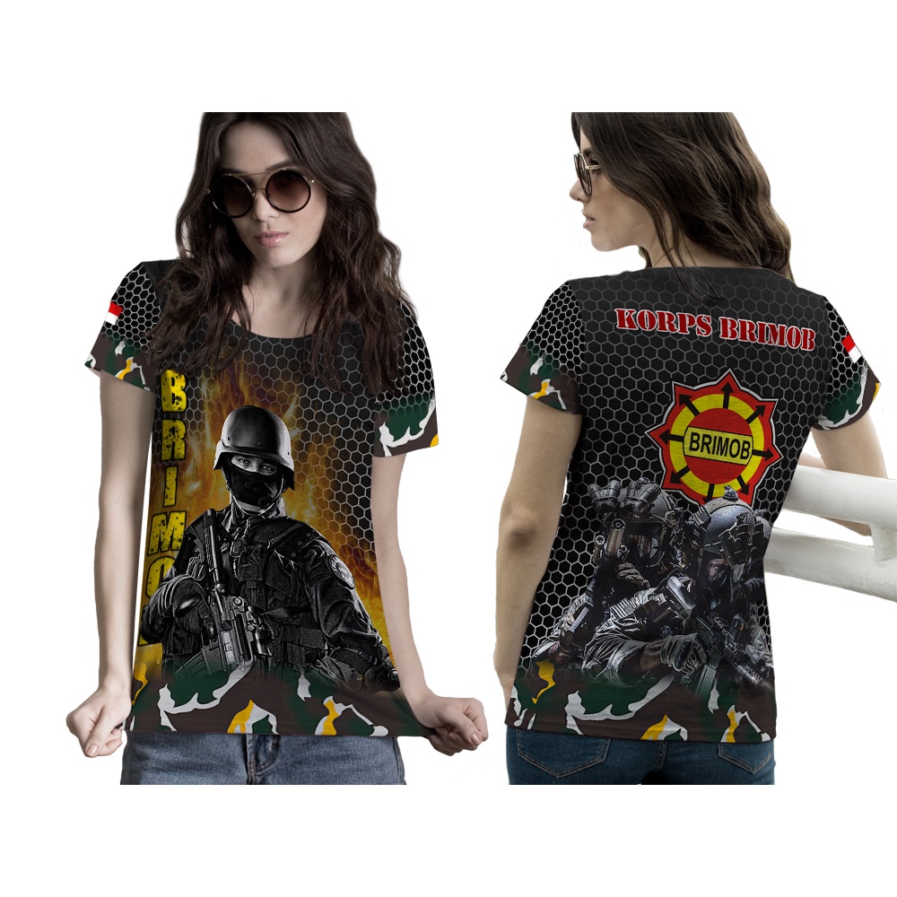 KaosArmy - Kaos Brimob Hitam | Kaos Brimob Loreng | Kaos Brimob Wanita