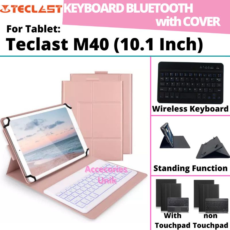 Teclast M40 Tab Tablet Android 10" 10 Inch Book Cover Keyboard Wireless Bluetooth Flip Stand Case Ca