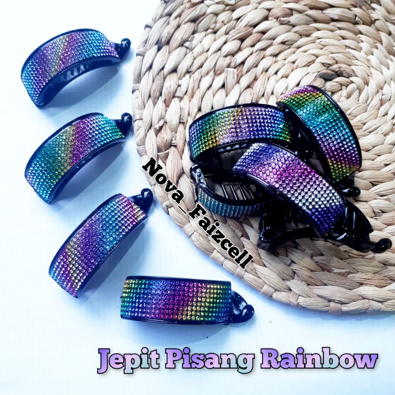 Jepit Rambut Pisang Rainbow 6cm Glossy Dewasa.