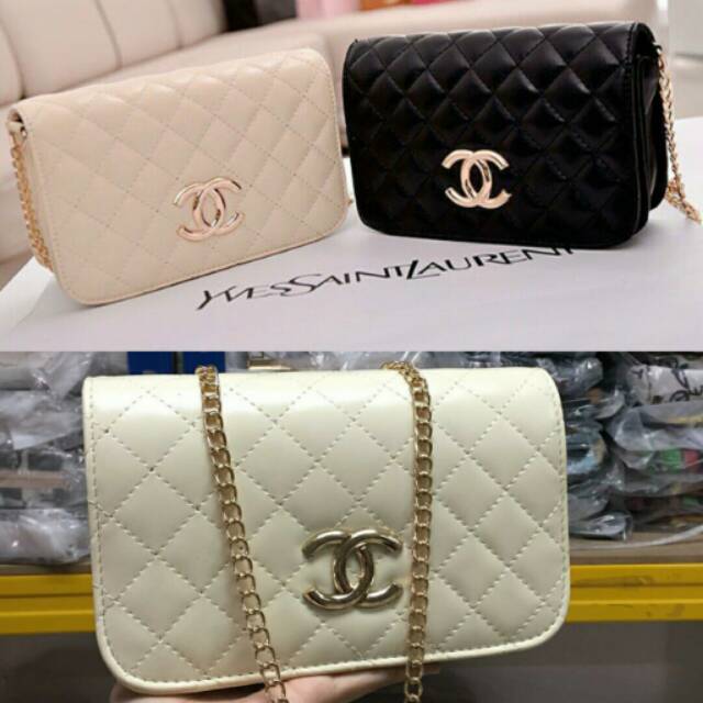 RESTOCK Tas chanel NYO1044 CLUTCH SLINGBAG TAS PESTA BLACK WHITE