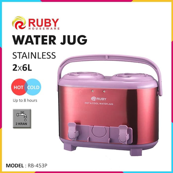 RUBY RB-453P Double Water Jug Color 2x6Lt Stainless - Purple