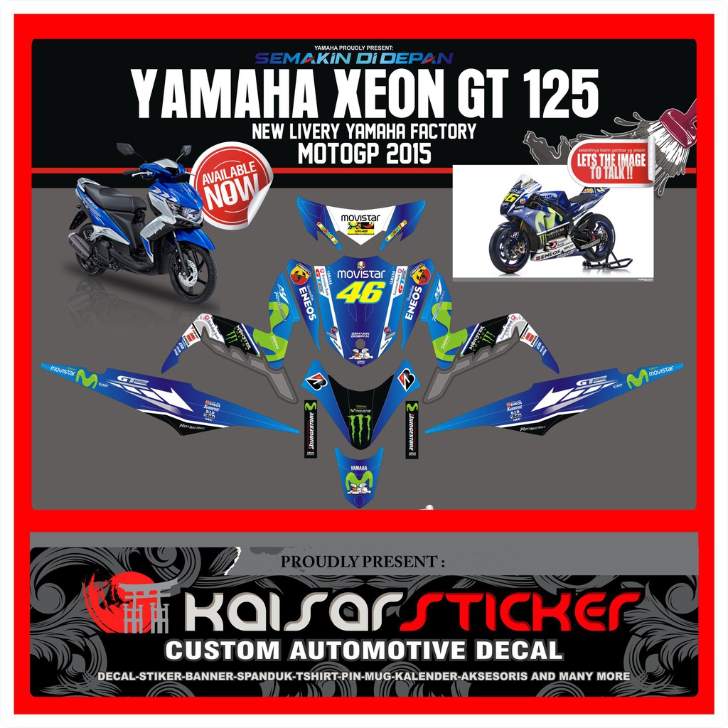 STICKER DECAL MOTOR FULL BODY STIKER XEON GT 125 MOVISTAR