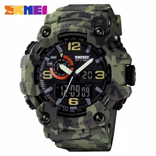 Jam Skmei 1520 denim army original bergaransi free paper box