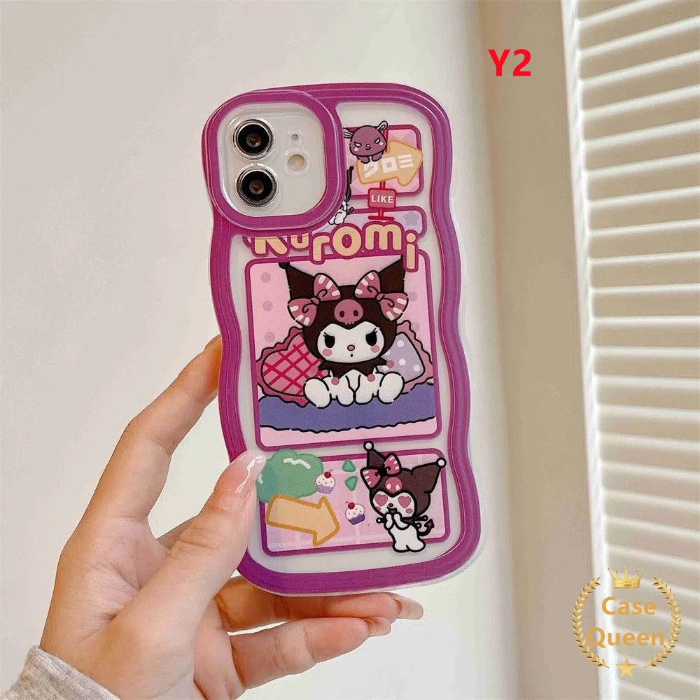 Casing Frame Wavy Oppo A17 A7 A5s A5s A16s A12 A3s A15 A54 A16 A57 2022 A12E A11K A17K A15s A53 A33 2020 A35 A32 Kartun Lucu Kuromi Melody TPU Soft Phone Case