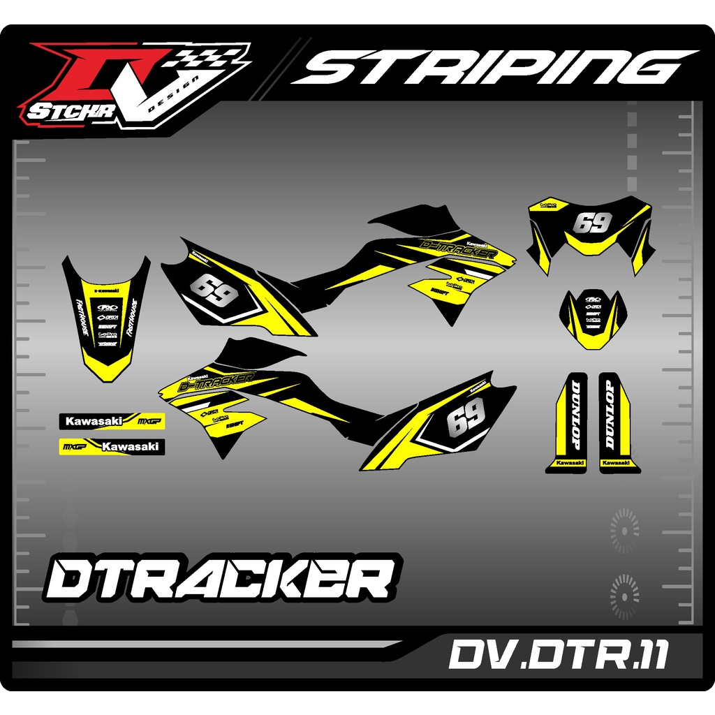Striping Sticker Kawasaki Dtracker 150 New-Striping Stiker DTracker 2021 all New DTracker baru DV-11