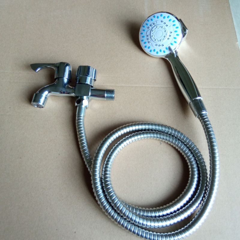 Paket Hand Shower dan Kran Shower Combo - 1/2 Inch - High Quality Kran Stainless krom