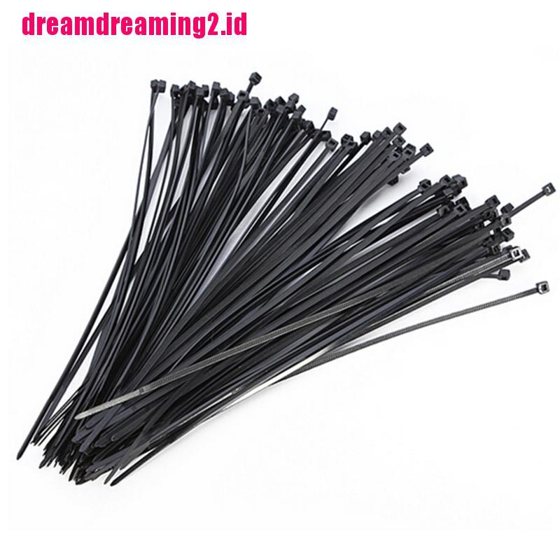 （✔✔❤100pcs Kabel Ties Bahan Plastik Nilon 10cm Warna Hitam