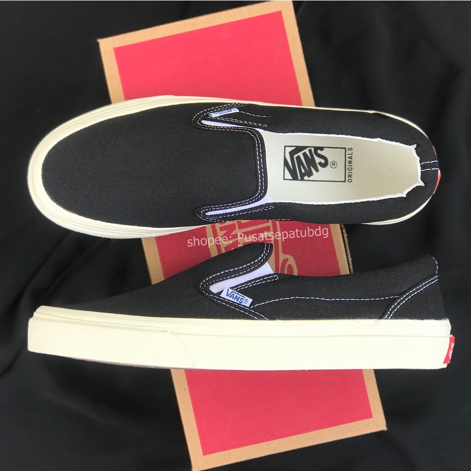 (BAYAR DITEMPAT) VANS SLIP ON OG BLACK WHITE