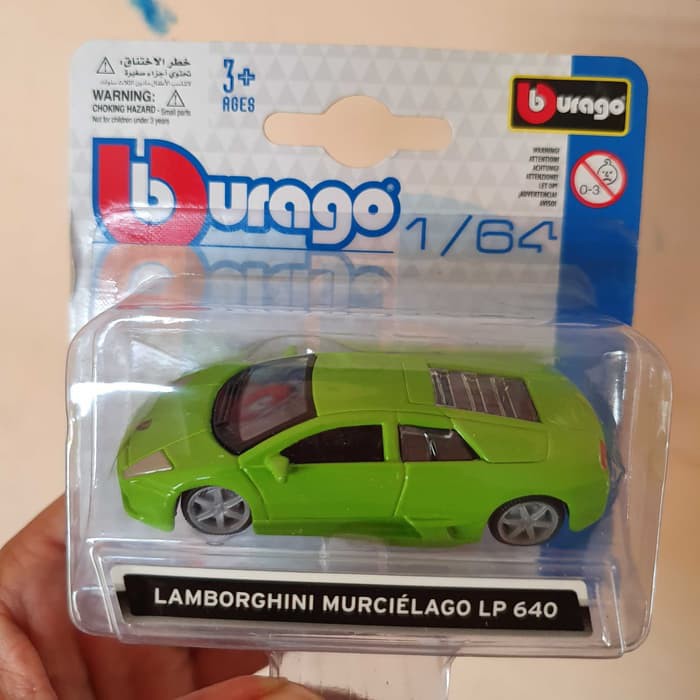 Bburago diecast mobil Burago Lambhorghini Murcielago LP 640 hijau 1:64
