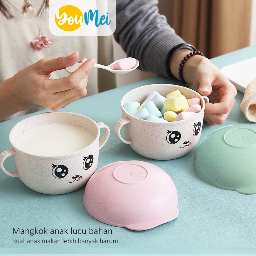 Set Mangkok Karakter 11 cm Dengan Cutlery Alat Makan Sendok  / Mangkuk Anak-anak Gambar Kartun Sendok / Mangkuk Makan Anak Karakter / Mangkuk Bubur Anak dan Bayi / Mangkuk Sup Bowl - 1208