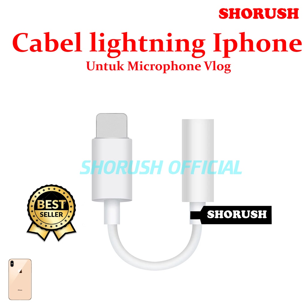 Shorush Cable Lightning Converter Mic Microphone External 8 X 11 SE 2 2020 to 3.5 mm for Microphone Vlog Vlogging