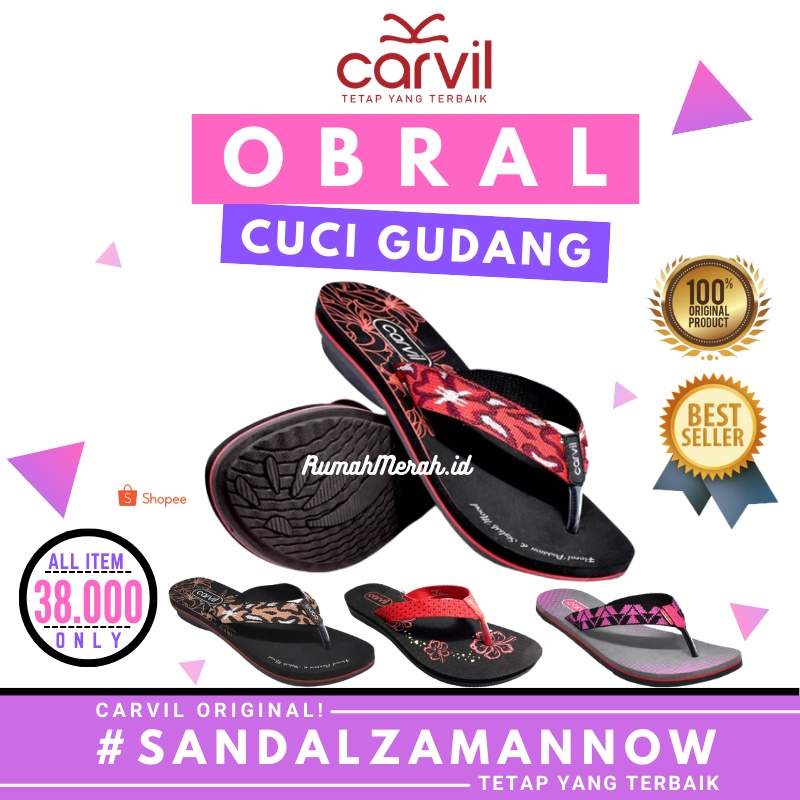 Carvil Sandal Jepit Wanita SELINA-L | NINDY-L | GRACIA-L Sendal Santai Cewek Perempuan Kasual 36-40 