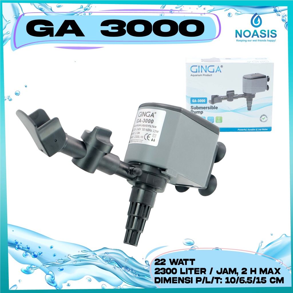 POMPA AIR CELUP AQUARIUM GINGA GA 3000 GA-3000 LOW WATT / WAT RENDAH