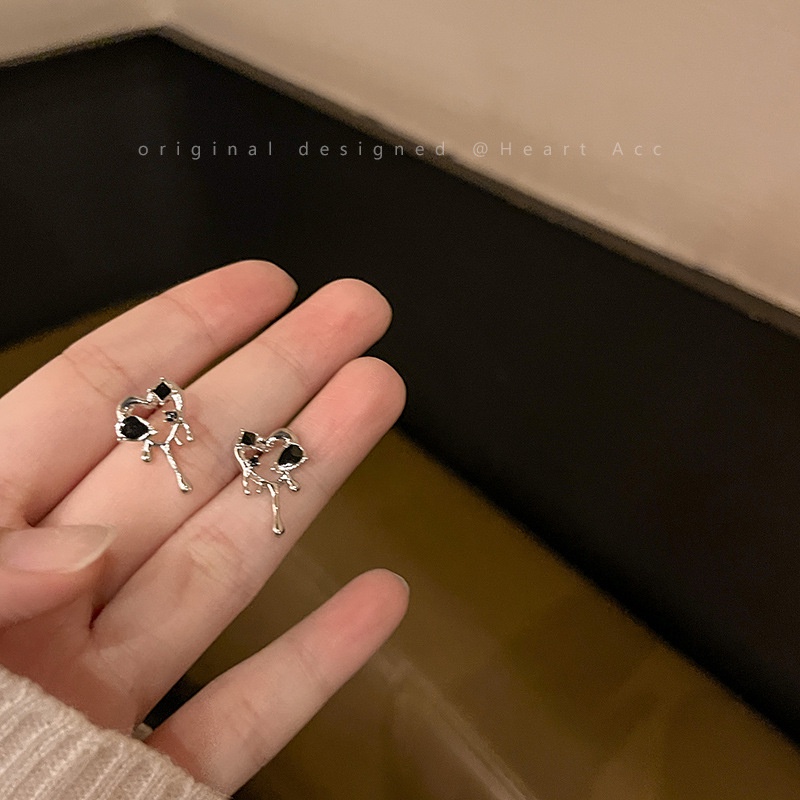 Anting Sterling Silver 925 Bentuk Hati Gaya Korea Untuk Wanita