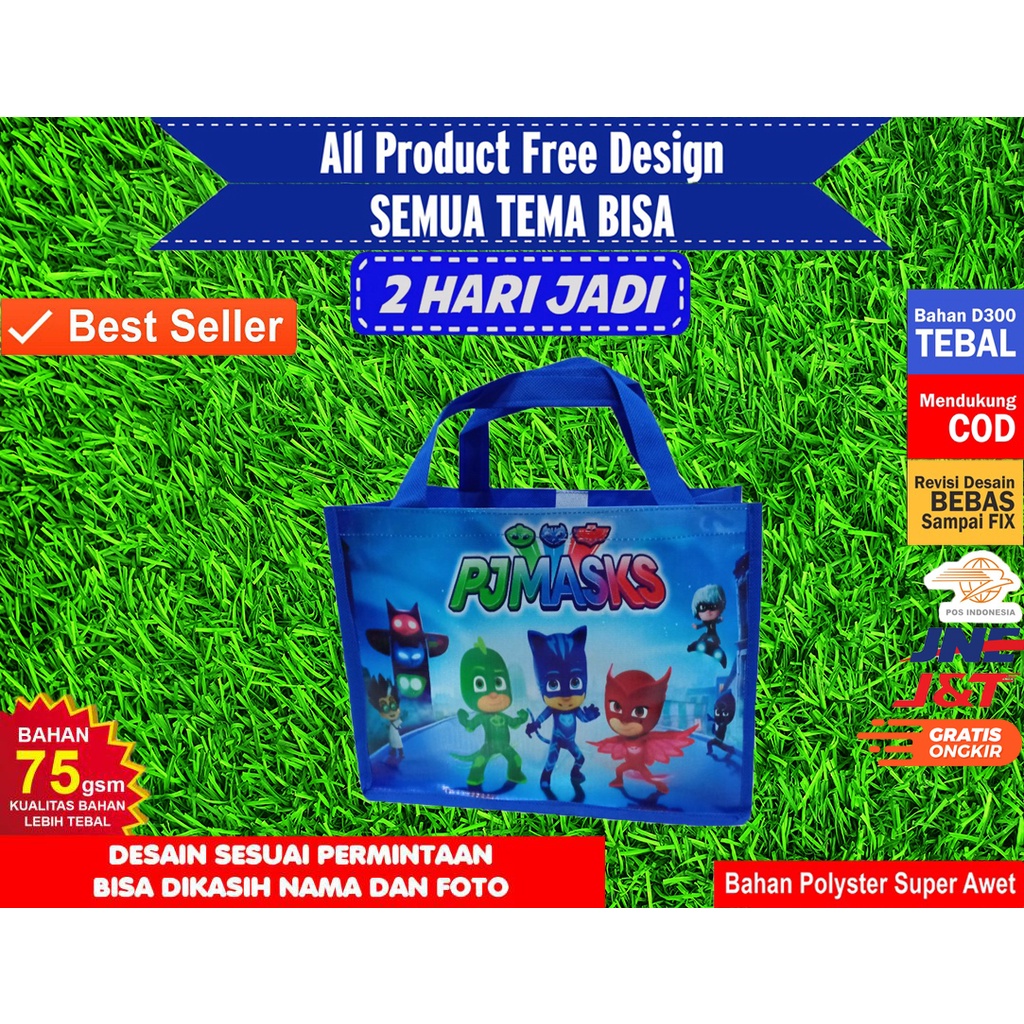 

Tas Ultah Anak / Tas Goodiebag Perekat / Bahan Polyster Super Awet 75 gsm Lebih Tebal