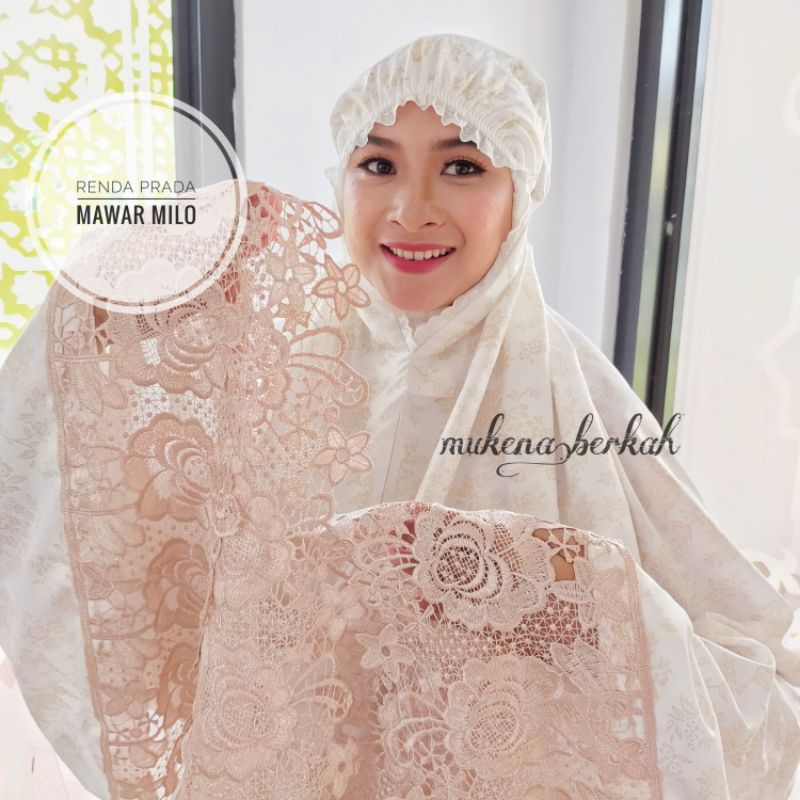 Mukena Mukenah Mukna Jumbo dewasa Renda Katun Poil Kd Mix Motif Prada Putih Milo Bw Adem Lembut Mewa