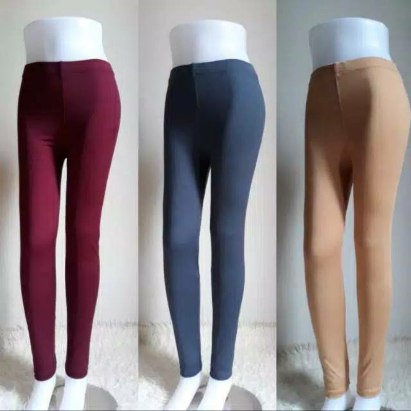 Legging Panjang Standar Dan Jumbo Spandex Dan Kaos Rayon Soft Tebal Premium / Celana Leging Polos Jersey Spandek Kaos Rayon Dewasa Termurah Vayaon Hijab