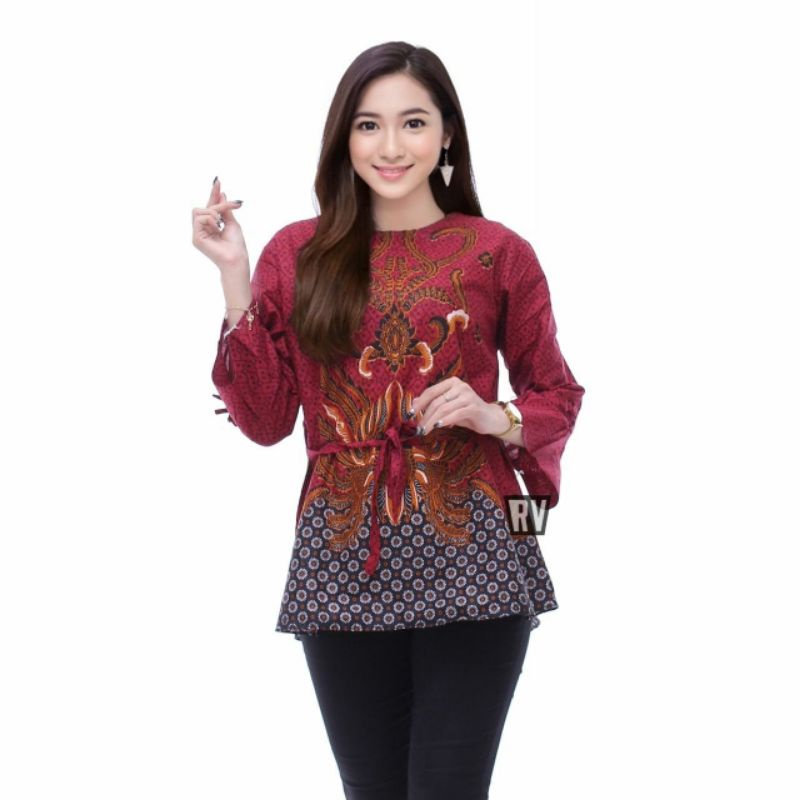 Atasan Batik Wanita blouse blous blus ukuran M L XL XXL ButikDian-L
