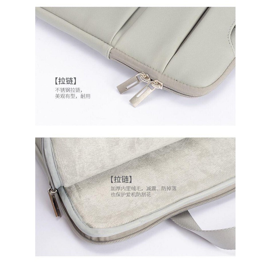 Tas Laptop Jinjing Macbook Softcase Sleeve Handstrap PU Leather Size 11 12 13 14 15 16 inch