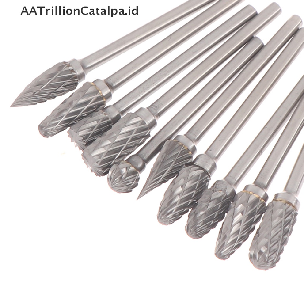 10 Pcs Kepala Pemotong Penggilingan Rotary File Polishing Bahan Tungsten Carbide Ukuran 3x6mm