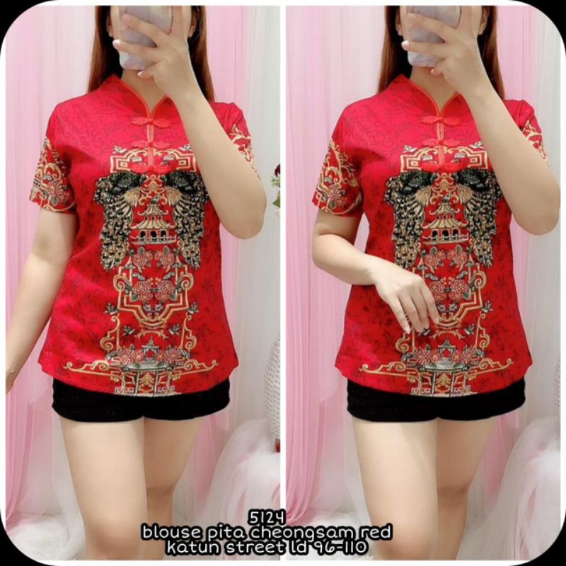 Blouse pita cheongsam red Katun street 5124